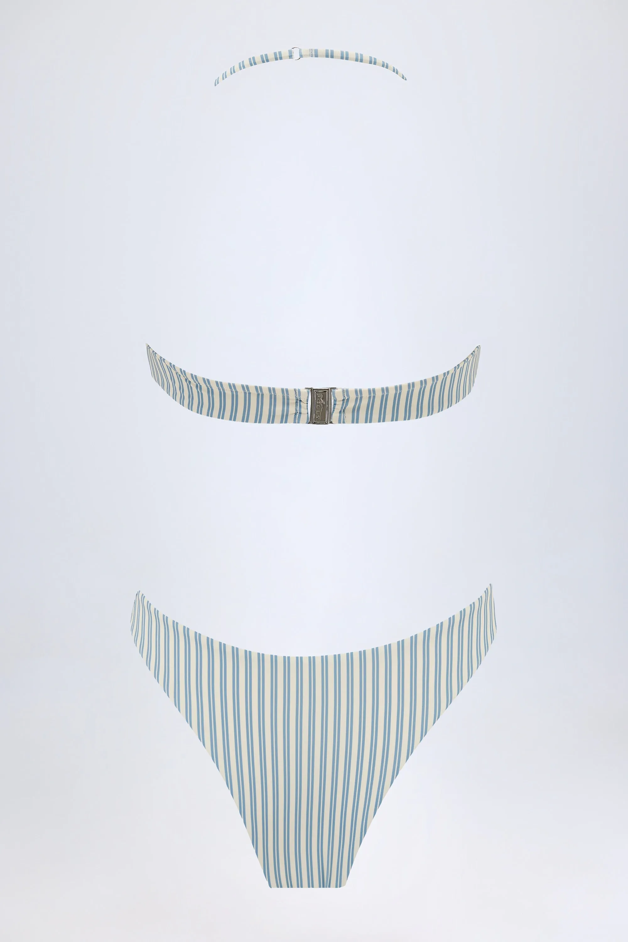 Cut-Out Halterneck Swimsuit in Teal Double Stripe sold by Oh Polly product image thumbnail 3