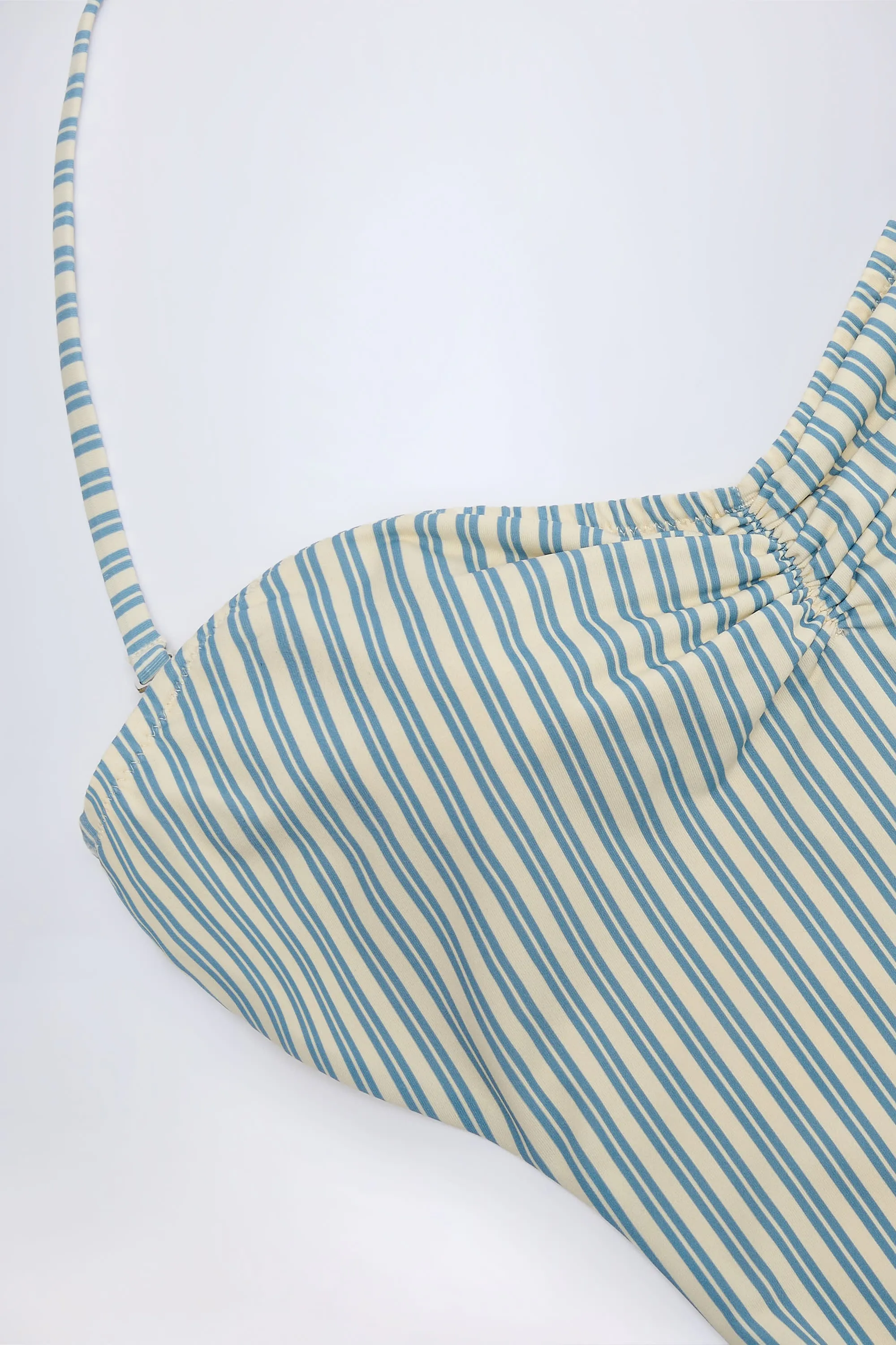 Cut-Out Halterneck Swimsuit in Teal Double Stripe sold by Oh Polly product image thumbnail 4
