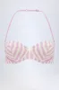 Underwired Halterneck Balconette Bikini Top in Mauve Stripe sold by Oh Polly