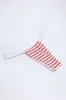Ruched Cheeky Bikini Bottoms in Cherry Red Double Stripe sold by Oh Polly