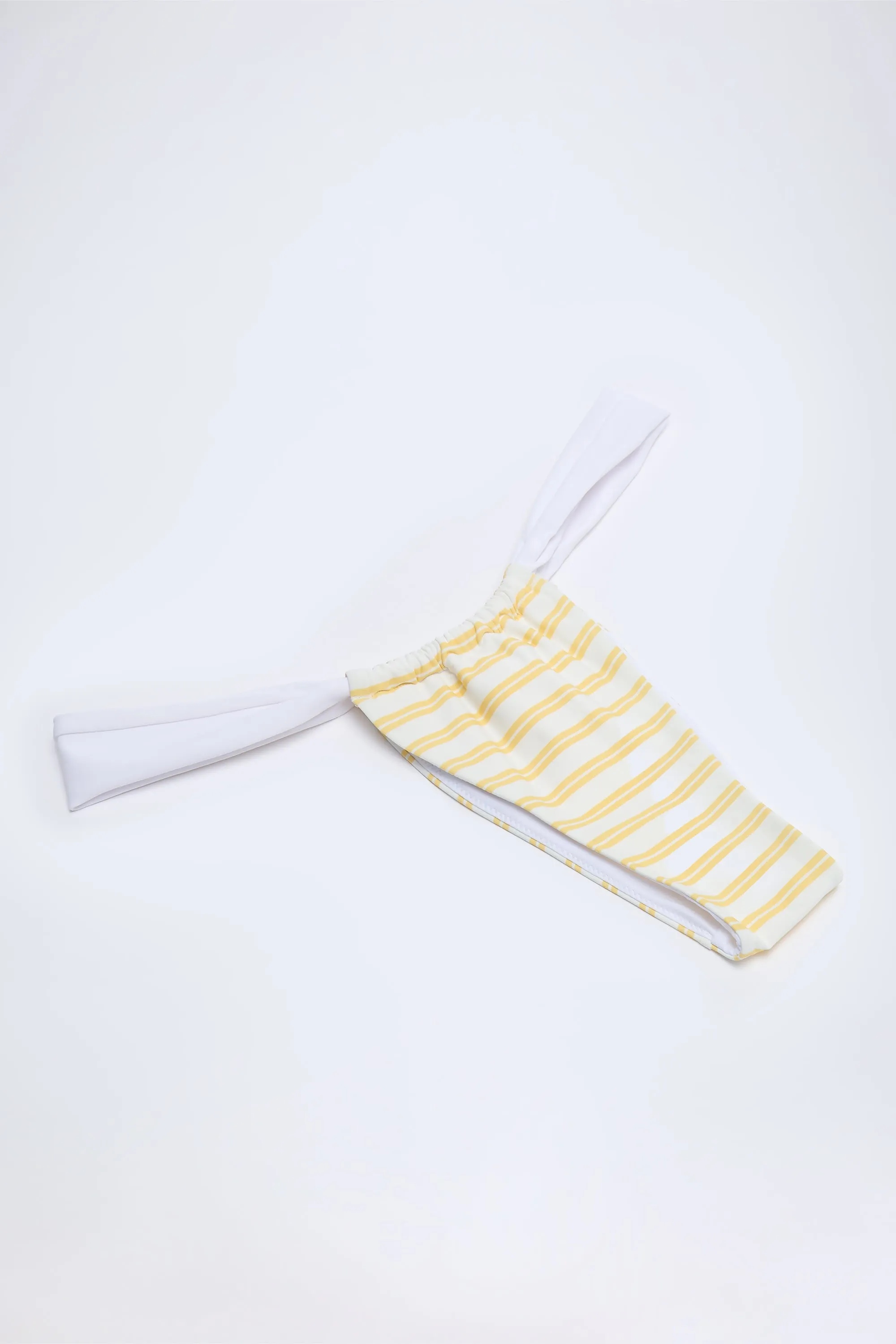 Ruched Cheeky Bikini Bottoms in Lemon Yellow Double Stripe sold by Oh Polly product image thumbnail 3