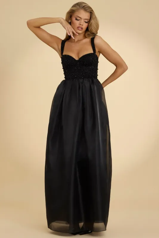 Embellished Corset Gown in Black sold by Oh Polly