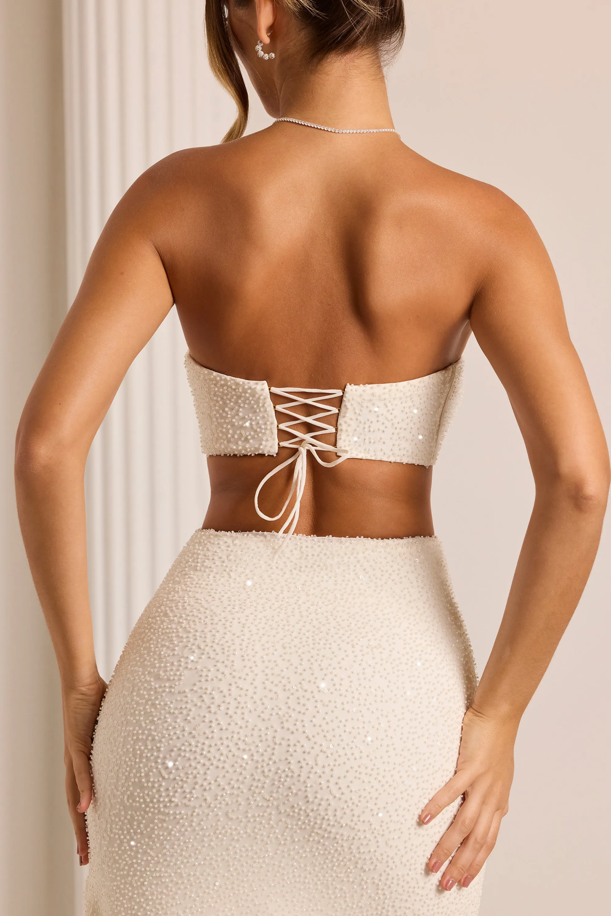Embellished Cut Out Maxi Dress in White sold by Oh Polly product image thumbnail 5