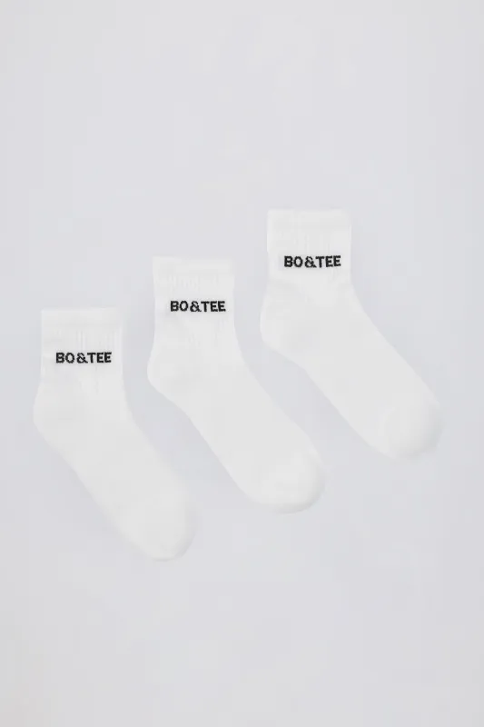 Ribbed Half-Crew Sock Bundle in White sold by Oh Polly