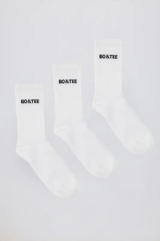 Ribbed Crew Sock Bundle in White sold by Oh Polly