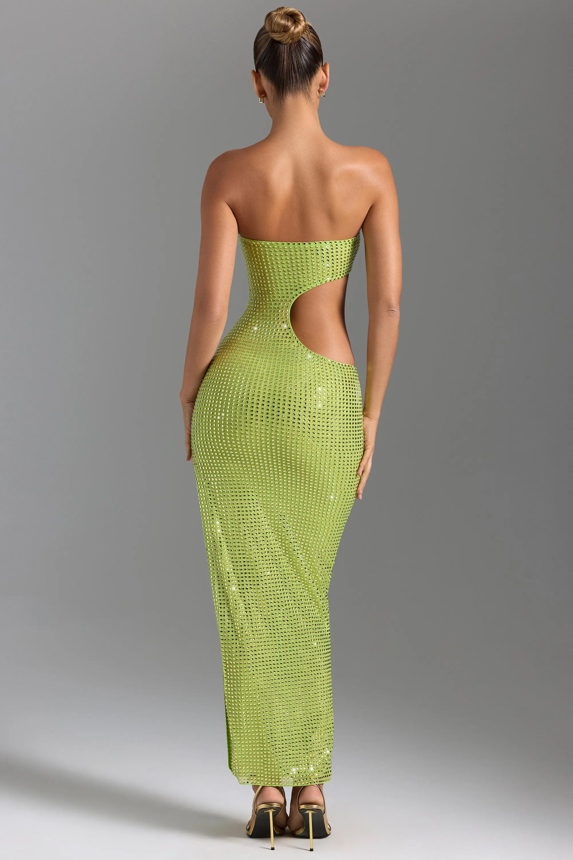 Embellished Cut-Out Bandeau Maxi Dress in Pear Green sold by Oh Polly product image thumbnail 3