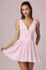 Bow-Detail A-Line Mini Dress in Soft Mauve Stripe sold by Oh Polly