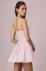Bow-Detail A-Line Mini Dress in Soft Mauve Stripe sold by Oh Polly