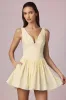 Bow-Detail A-Line Mini Dress in Lemon Yellow Stripe sold by Oh Polly