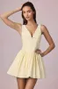 Bow-Detail A-Line Mini Dress in Lemon Yellow Stripe sold by Oh Polly