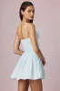 Bow-Detail A-Line Mini Dress in Powder Blue Stripe sold by Oh Polly