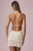 Ruffled Backless Halterneck Mini Dress in Ivory sold by Oh Polly