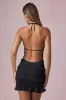 Ruffled Backless Halterneck Mini Dress in Black sold by Oh Polly