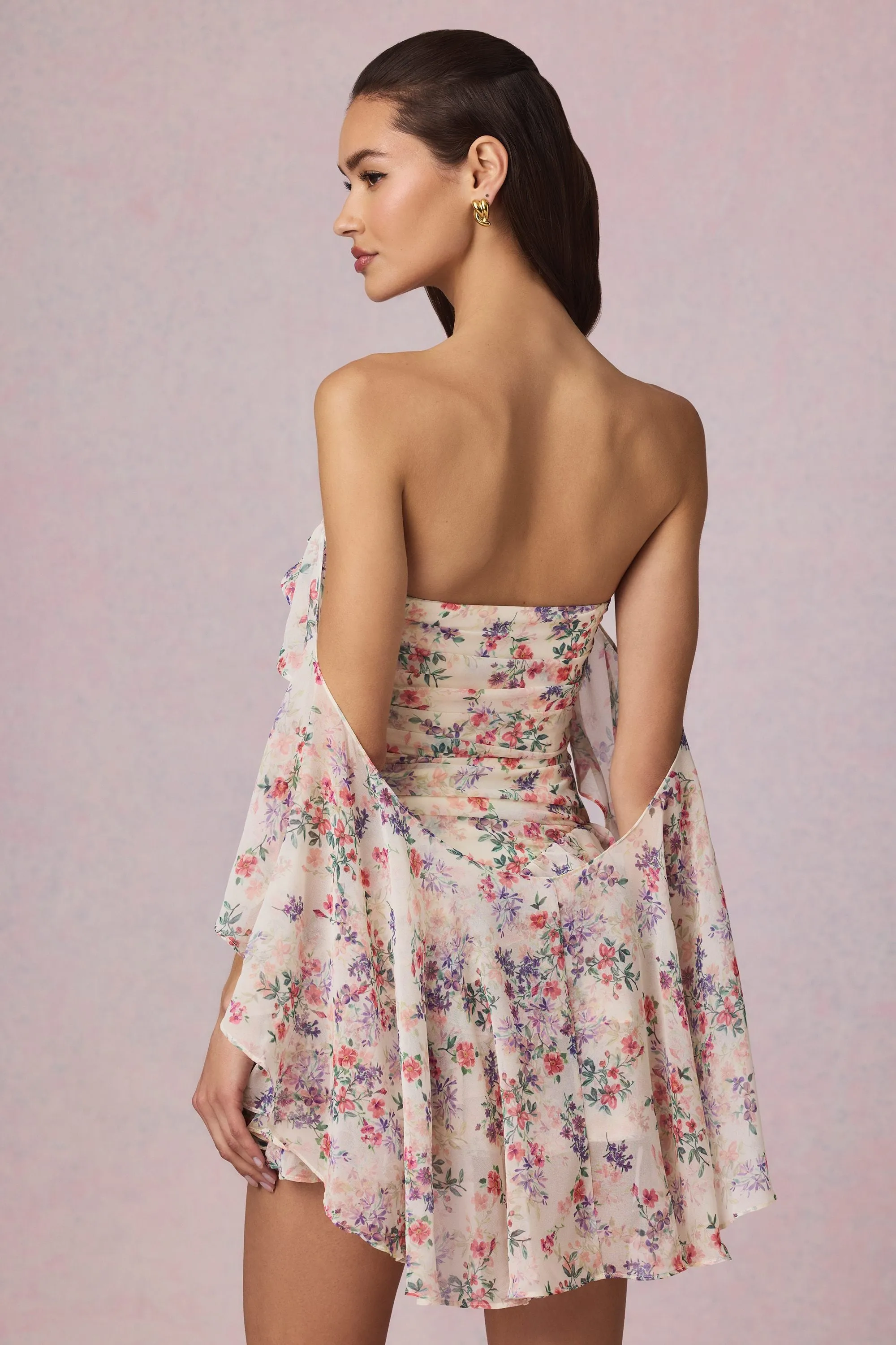 Off-Shoulder Ruffled Mini Dress in Primrose Floral Print sold by Oh Polly product image thumbnail 2