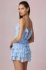 Ruffled Lace-Up A-Line Mini Dress in Powder Blue sold by Oh Polly