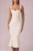 Layered Bra-Detail Fishtail Midaxi Dress in Ivory sold by Oh Polly