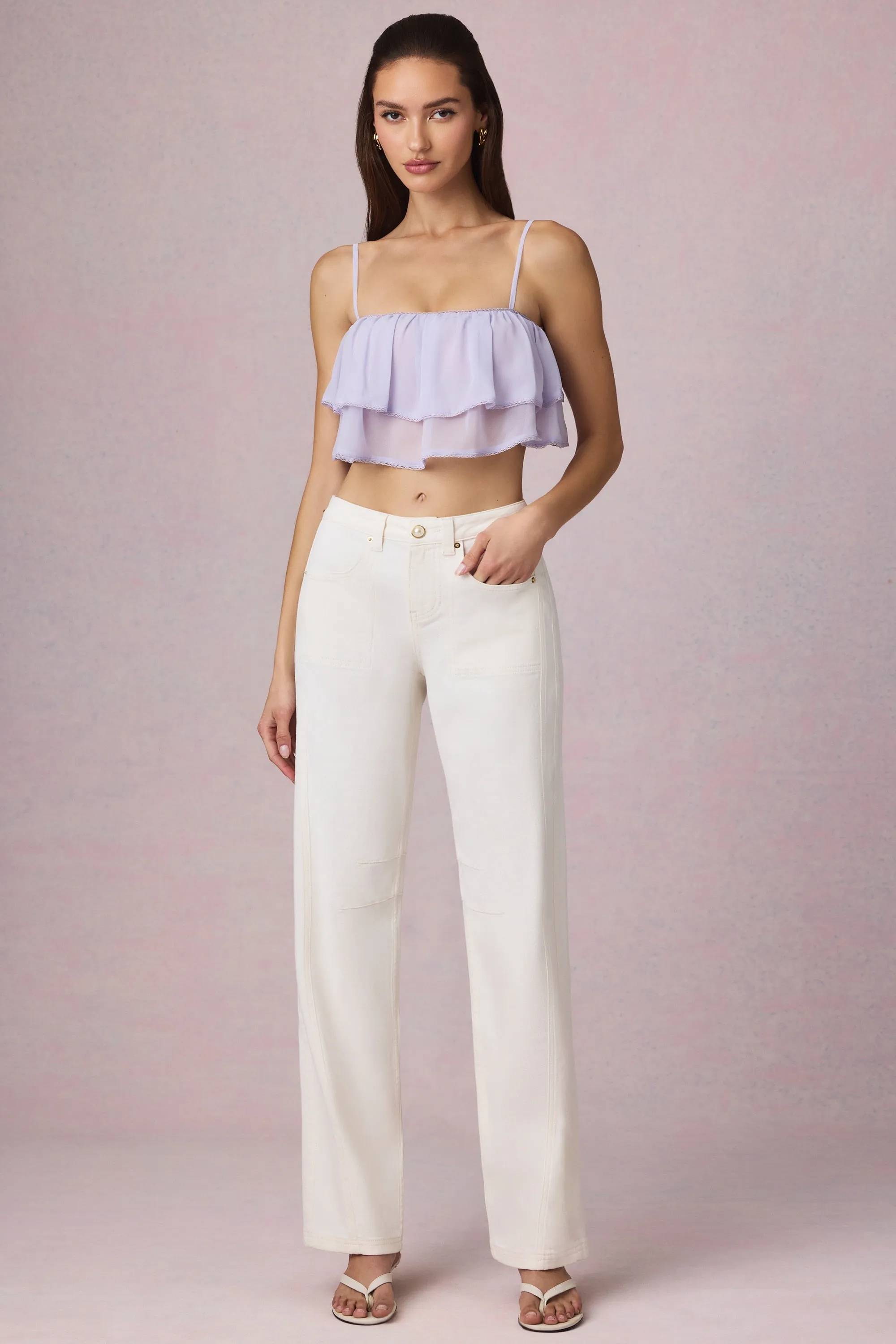 Ruffled Cropped Camisole Top in Lilac sold by Oh Polly product image thumbnail 5