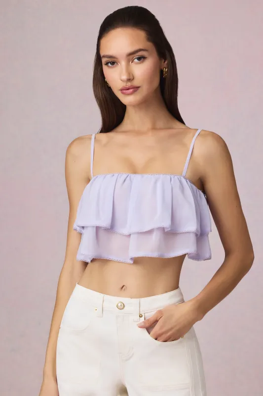 Ruffled Cropped Camisole Top in Lilac sold by Oh Polly