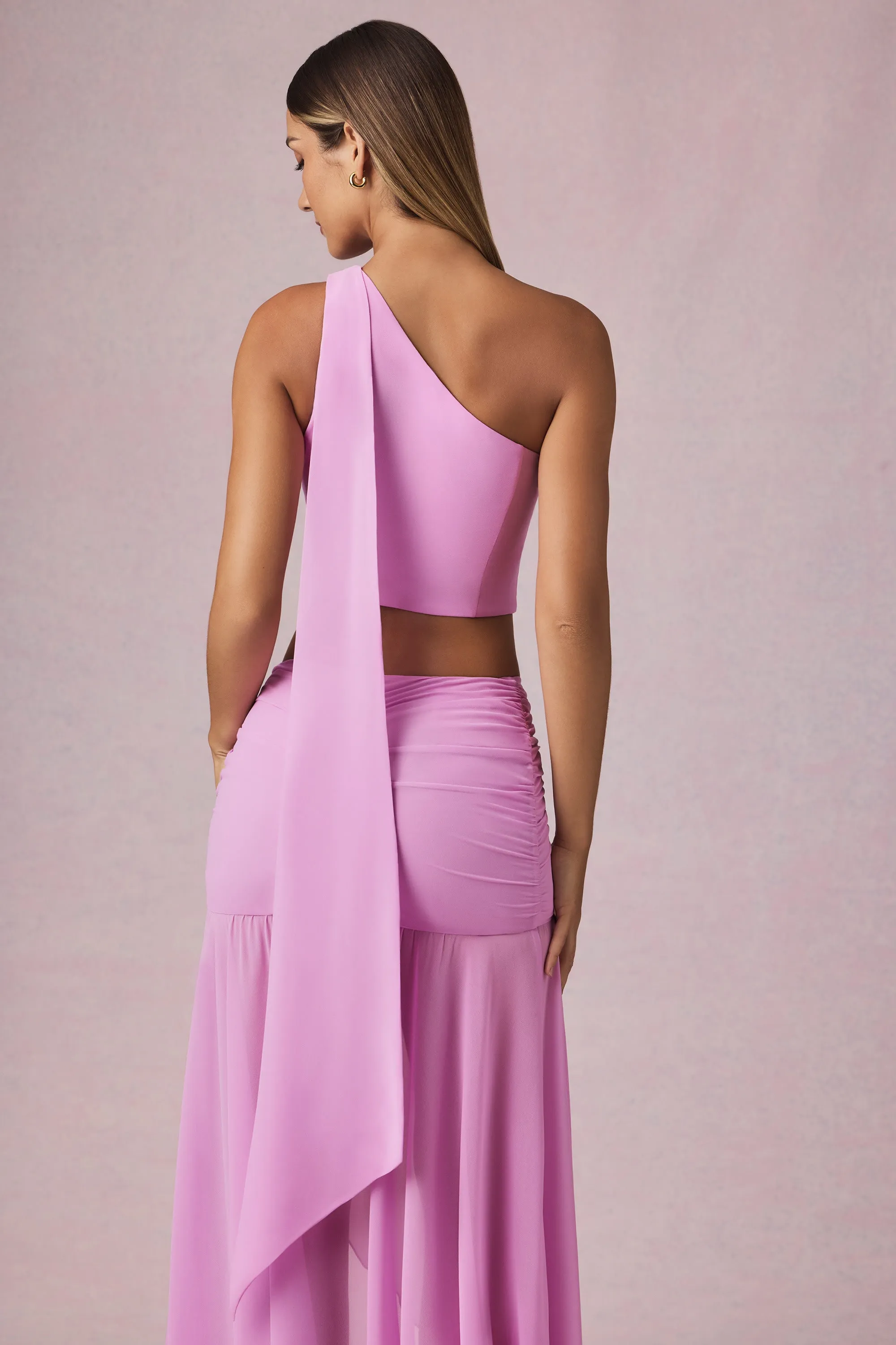 Scarf-Detail One-Shoulder Top in Pink Orchid sold by Oh Polly product image thumbnail 2