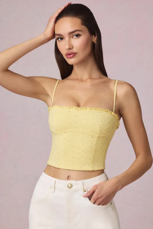 Modal Broderie Anglaise Camisole Top in Lemon Yellow made by Oh Polly