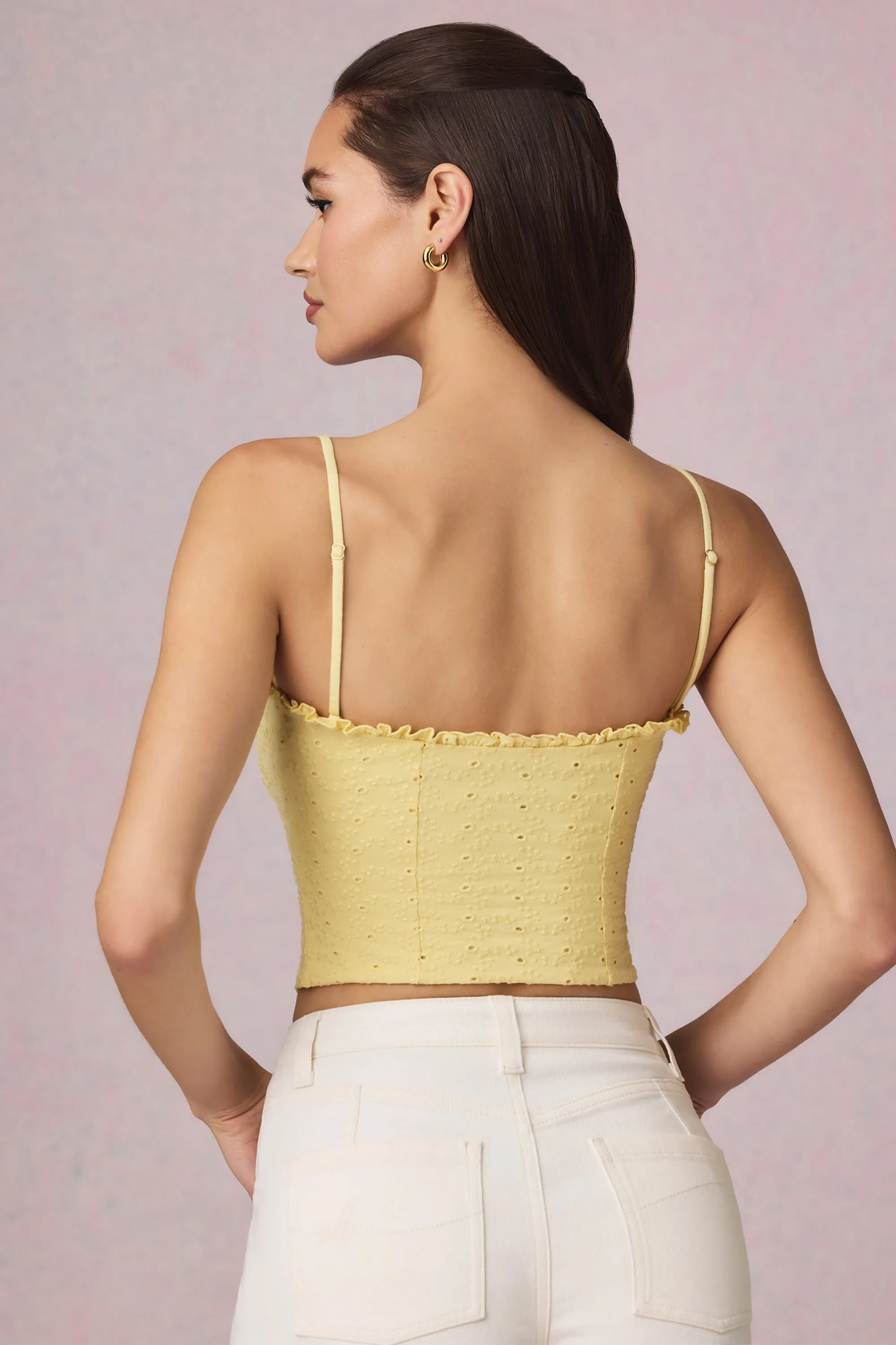 Modal Broderie Anglaise Camisole Top in Lemon Yellow sold by Oh Polly product image thumbnail 3