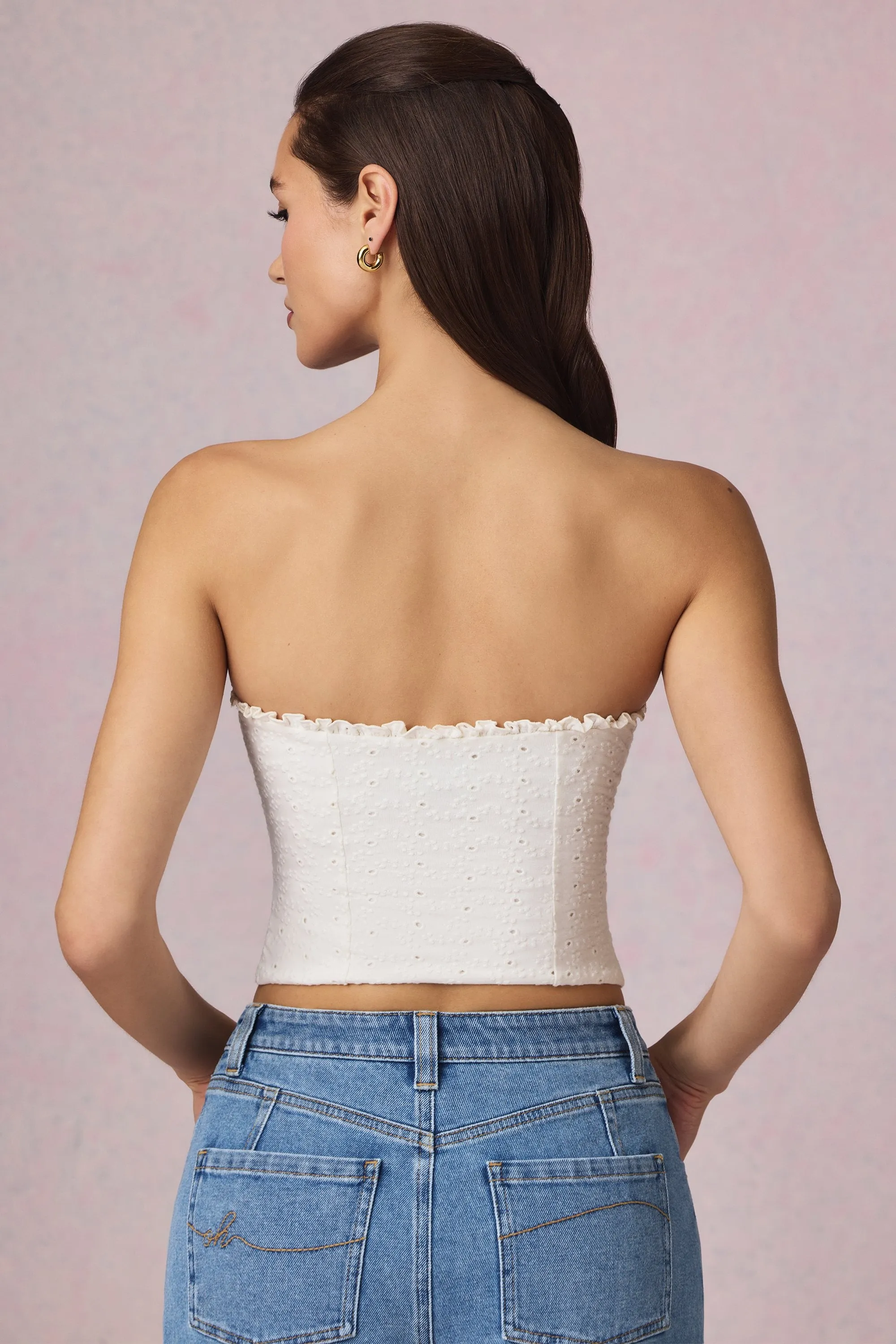 Modal Broderie Anglaise Camisole Top in White sold by Oh Polly product image thumbnail 3