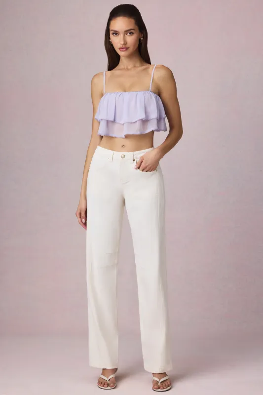 Mid-Rise Barrel-Leg Jeans in Ecru Wash sold by Oh Polly