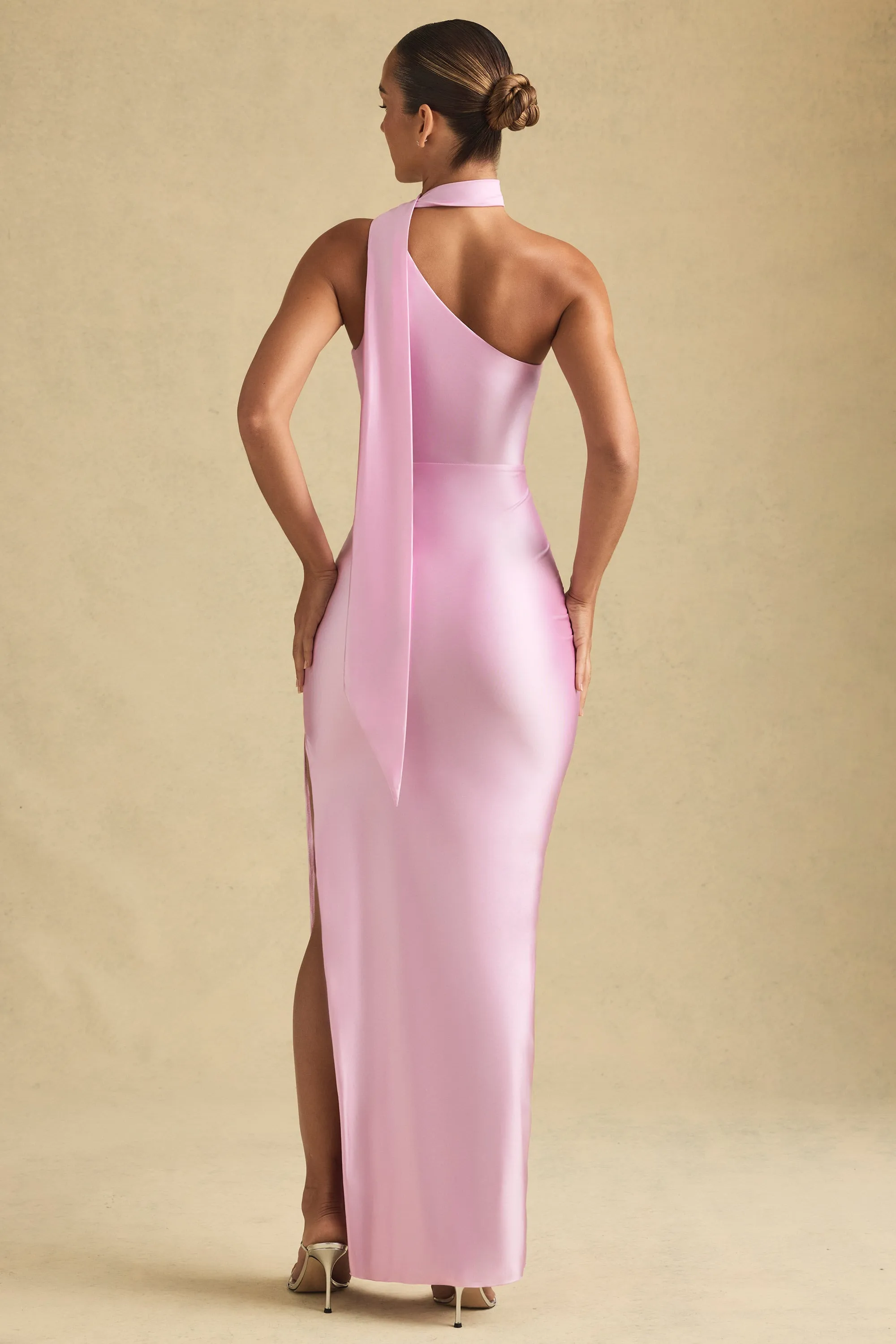 Asymmetric Scarf-Detail Maxi Dress in Soft Pink sold by Oh Polly product image thumbnail 3