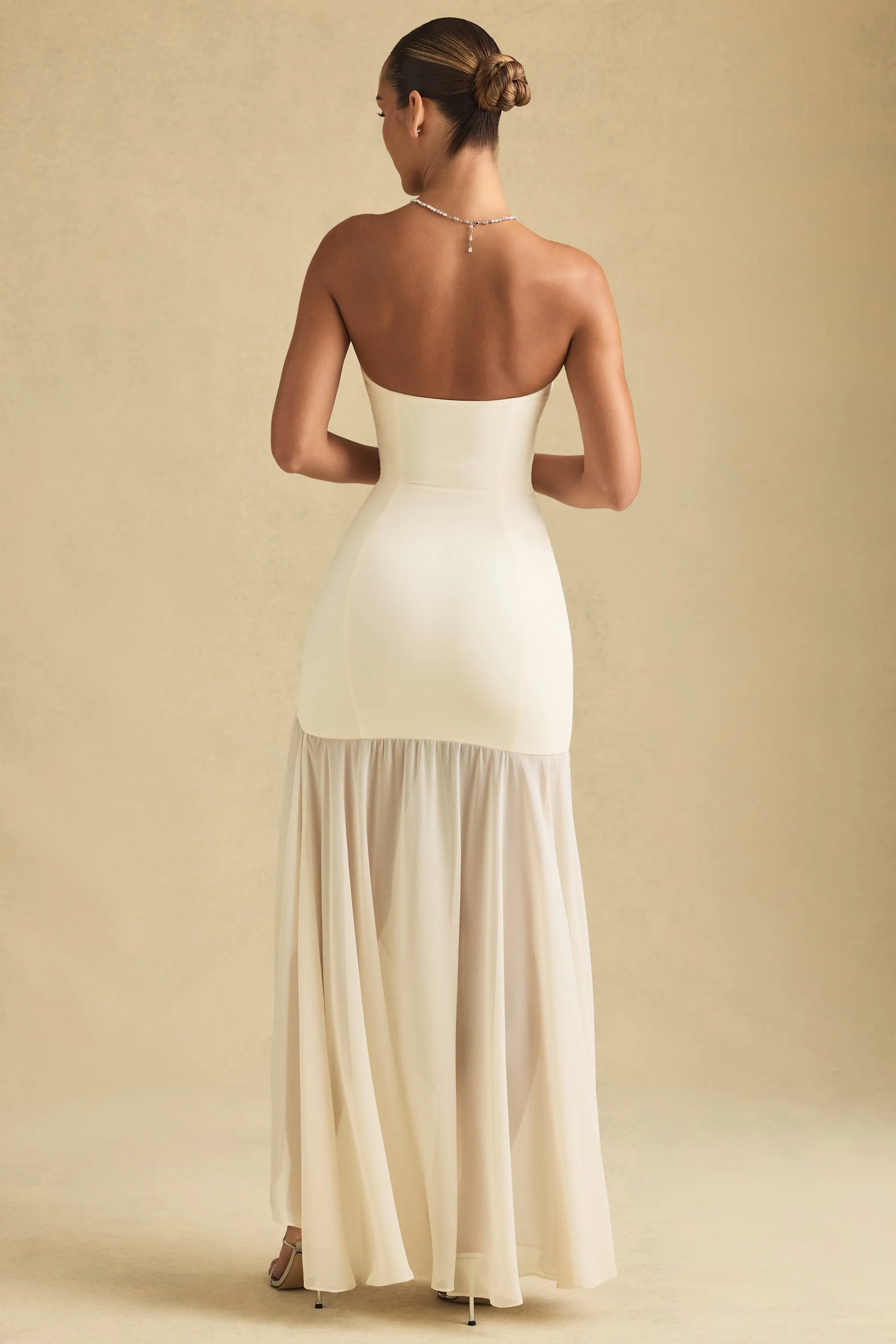 Asymmetric Strapless Fishtail Maxi Dress in Ivory sold by Oh Polly product image thumbnail 2