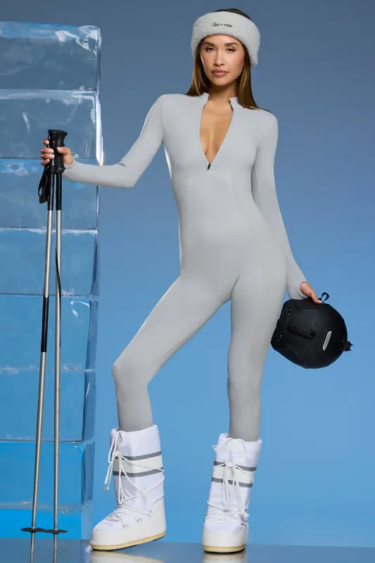 Petite Super Sculpt Base Layer Jumpsuit in Light Grey made by Oh Polly
