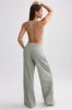Tall Terry Towelling Wide-Leg Joggers in Sage Grey sold by Oh Polly