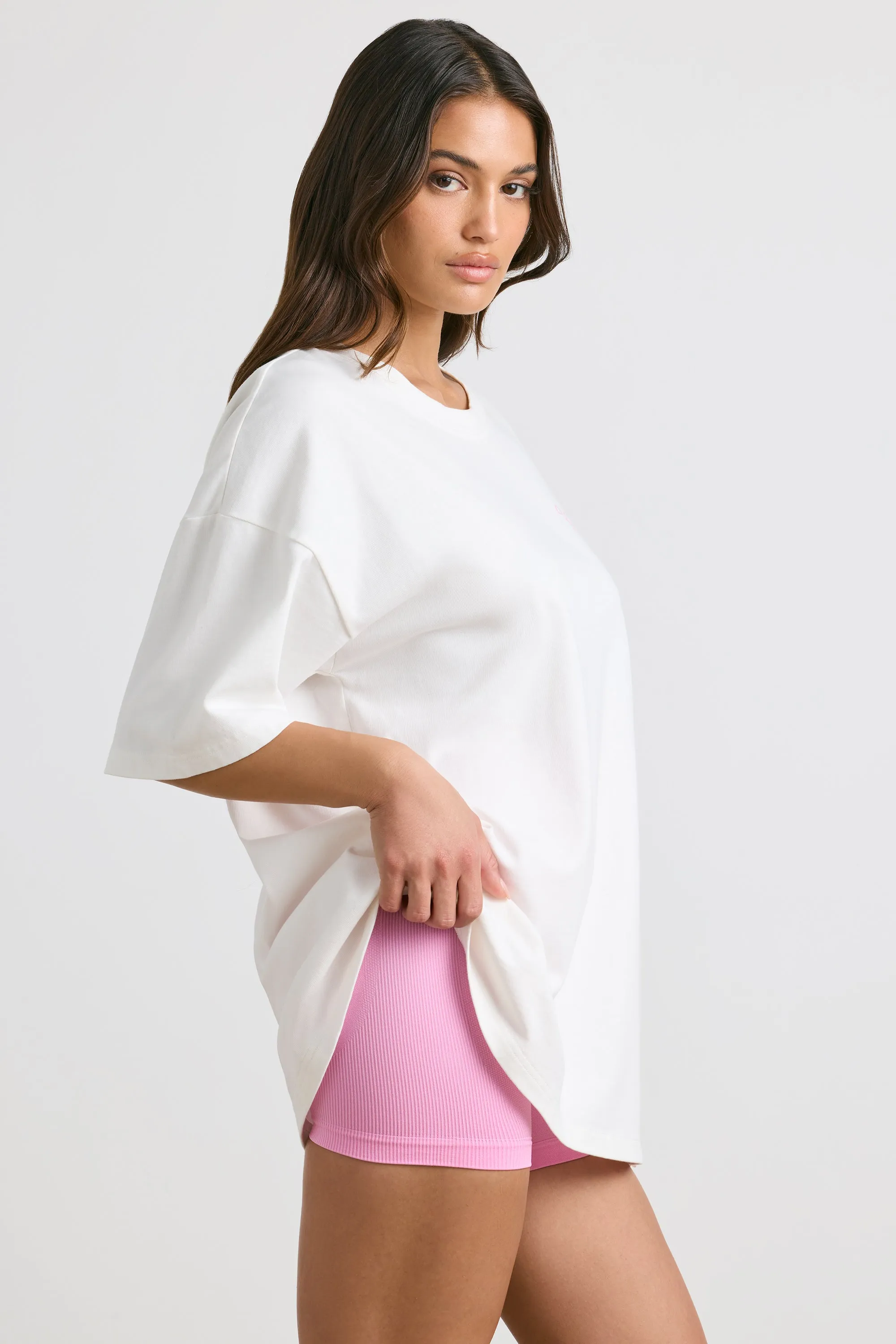 Oversized Short-Sleeve T-shirt in White sold by Oh Polly product image thumbnail 3