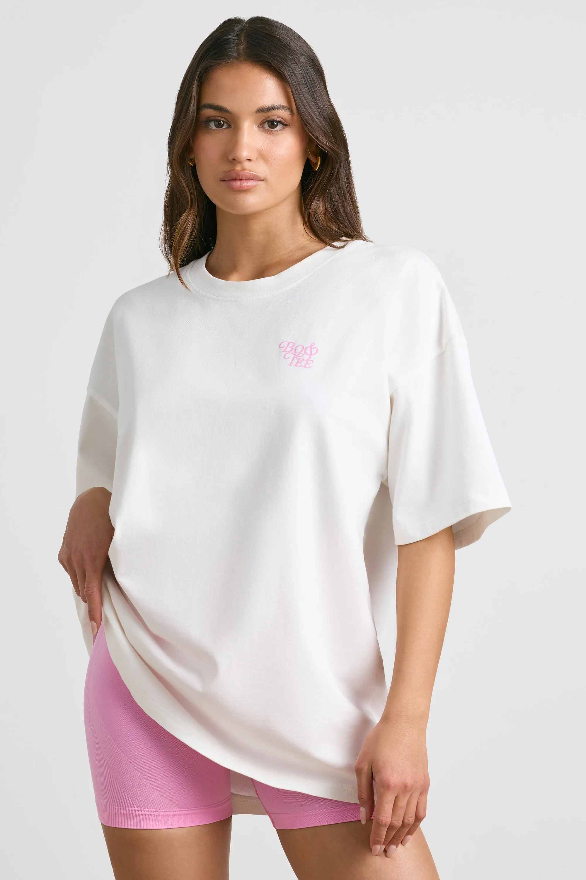 Oversized Short-Sleeve T-shirt in White sold by Oh Polly product image thumbnail 2