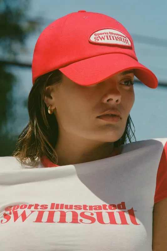 Logo Baseball Cap in Fiery Red sold by Oh Polly