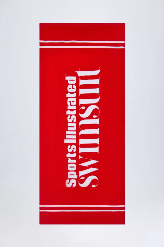 Logo Beach Towel in Fiery Red sold by Oh Polly