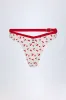 Contrast Belted Thong Bikini Bottoms in Cherry Print sold by Oh Polly