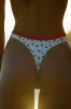 Contrast Belted Thong Bikini Bottoms in Cherry Print sold by Oh Polly