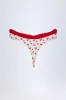 Contrast Belted Thong Bikini Bottoms in Cherry Print sold by Oh Polly