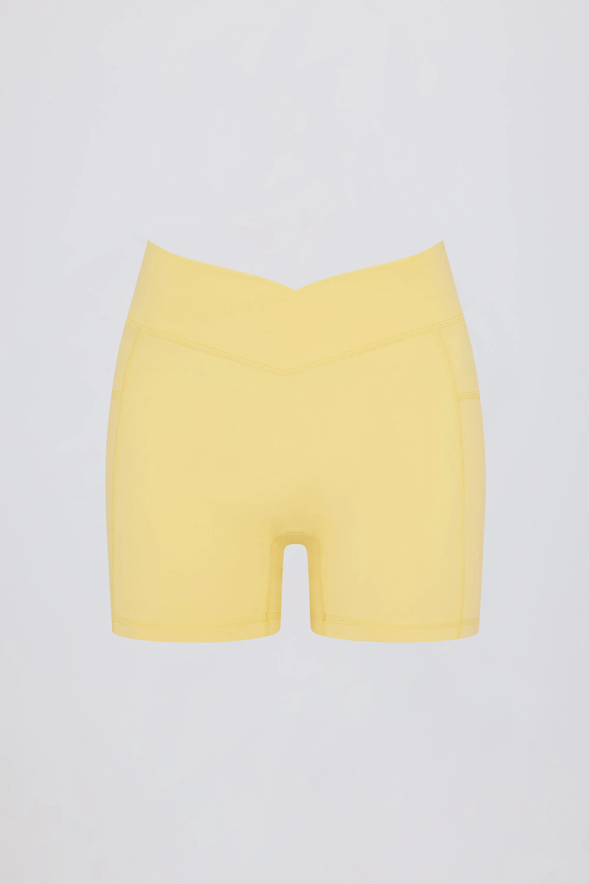 Soft Active Pocket V-Waist Mini Shorts in Lemon sold by Oh Polly product image thumbnail 4