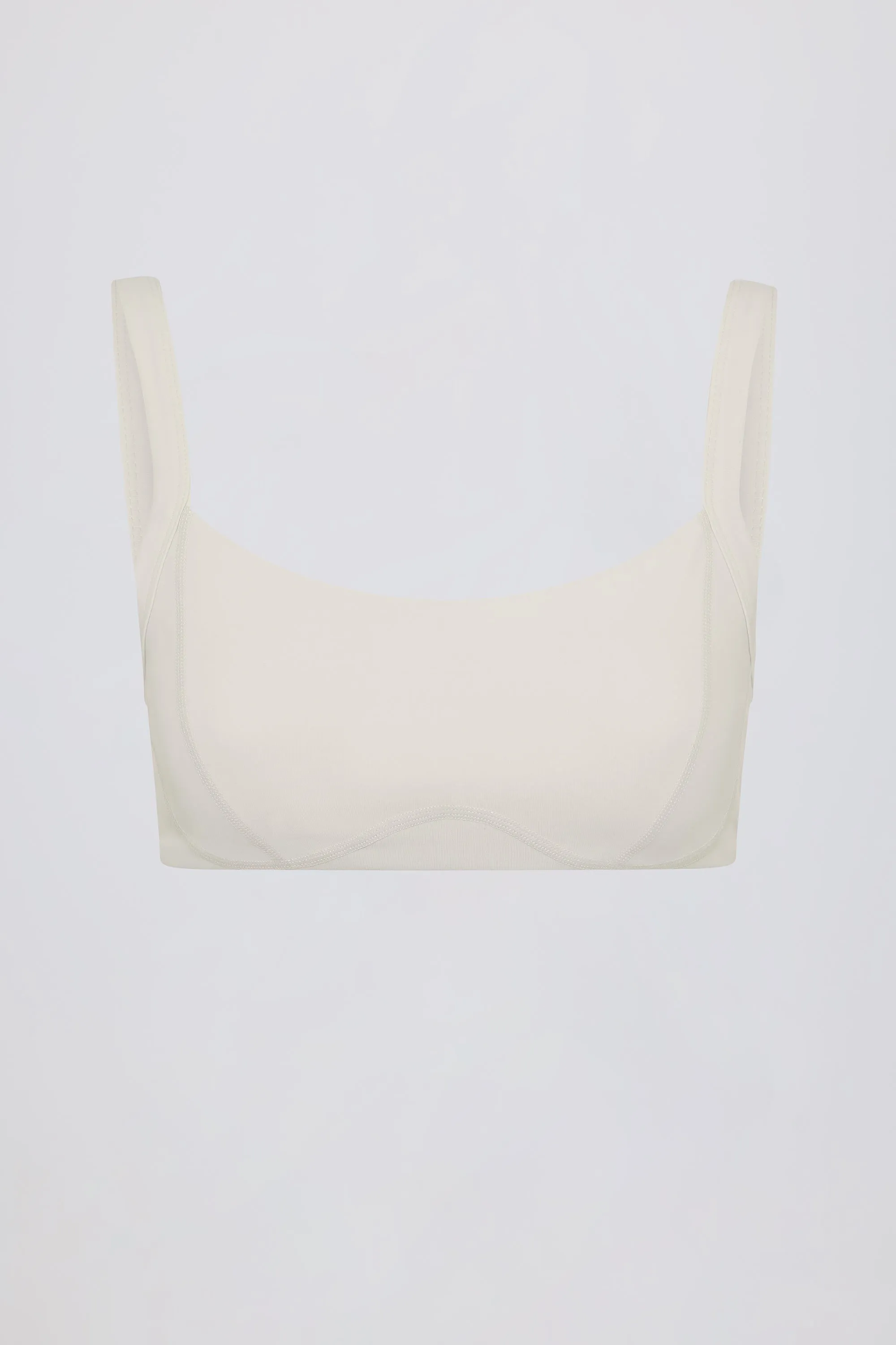 Soft Active Seam-Detail Sports Bra in Cream sold by Oh Polly product image thumbnail 4