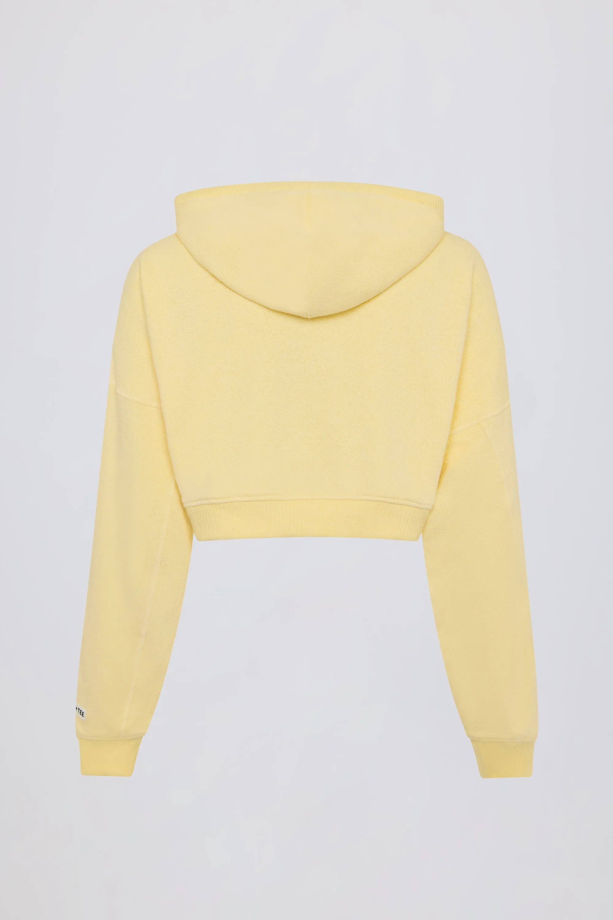 Terry Cotton Zip-Up Cropped Hoodie in Lemon sold by Oh Polly product image thumbnail 5