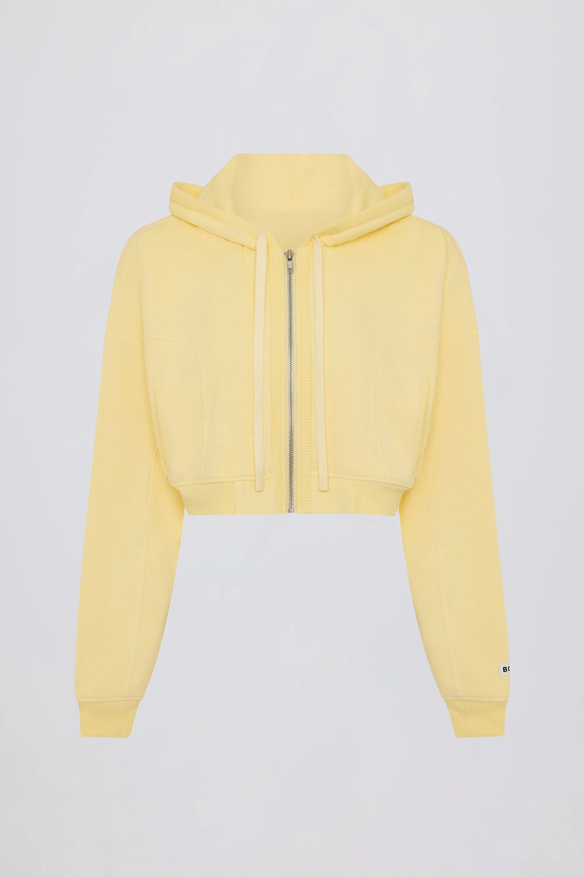 Terry Cotton Zip-Up Cropped Hoodie in Lemon sold by Oh Polly product image thumbnail 4