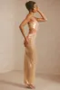 Sheer Sequin One Shoulder Cut Out Maxi Dress in Tan sold by Oh Polly
