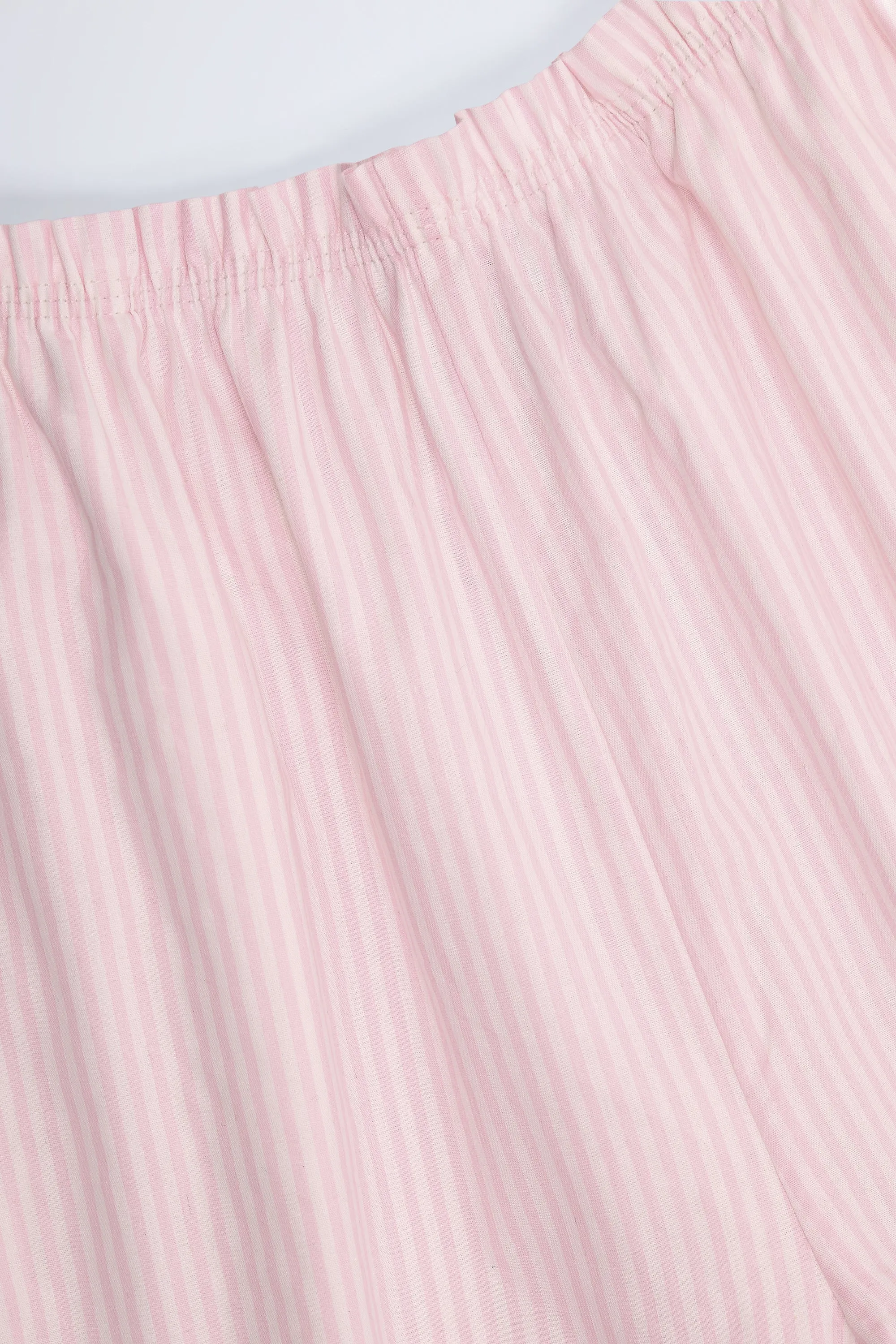 Wide-Leg Cotton-Poplin Trousers in Pink White Stripe sold by Oh Polly product image thumbnail 5