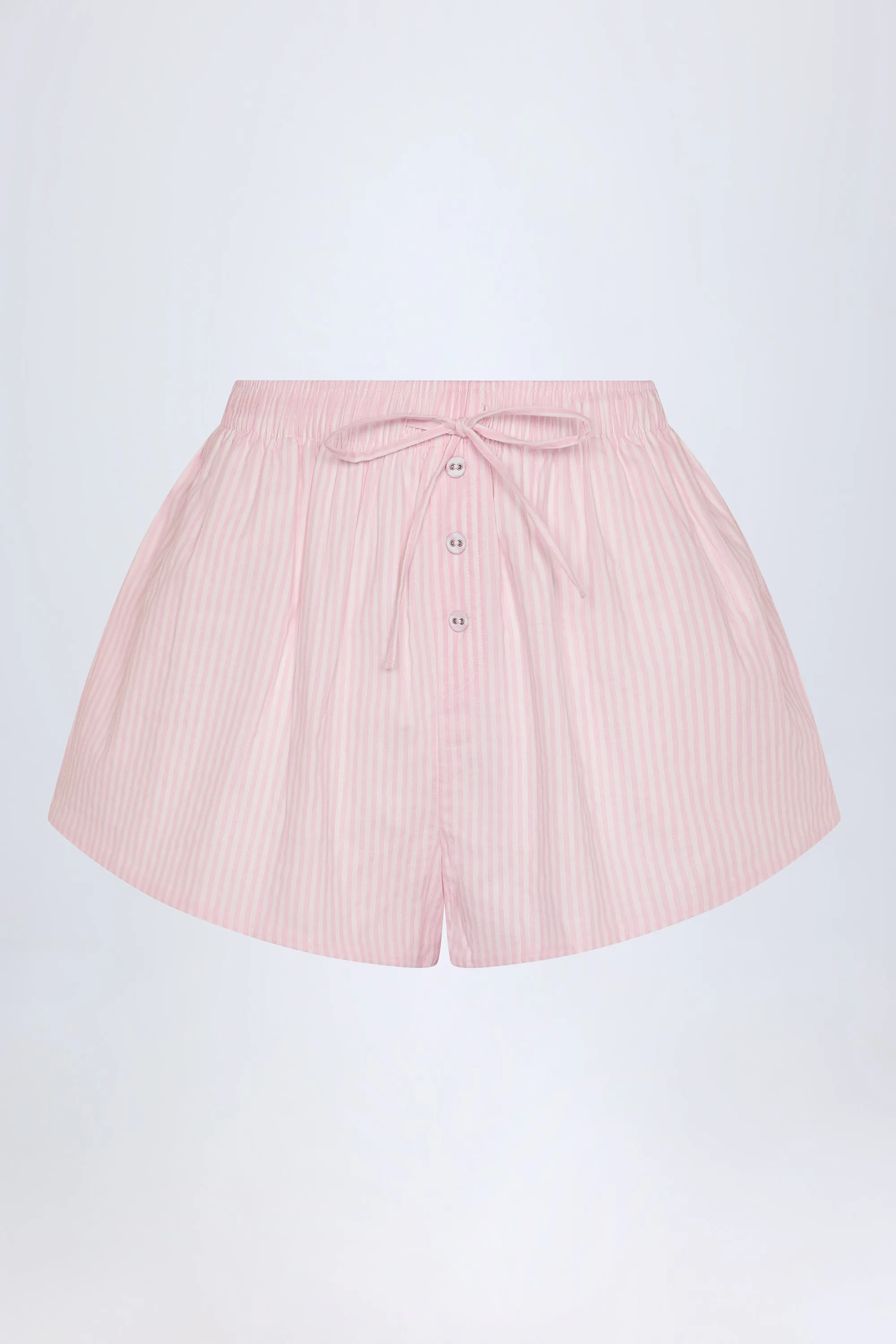 Tie-Front Cotton-Poplin Shorts in Pink White Stripe sold by Oh Polly product image thumbnail 5