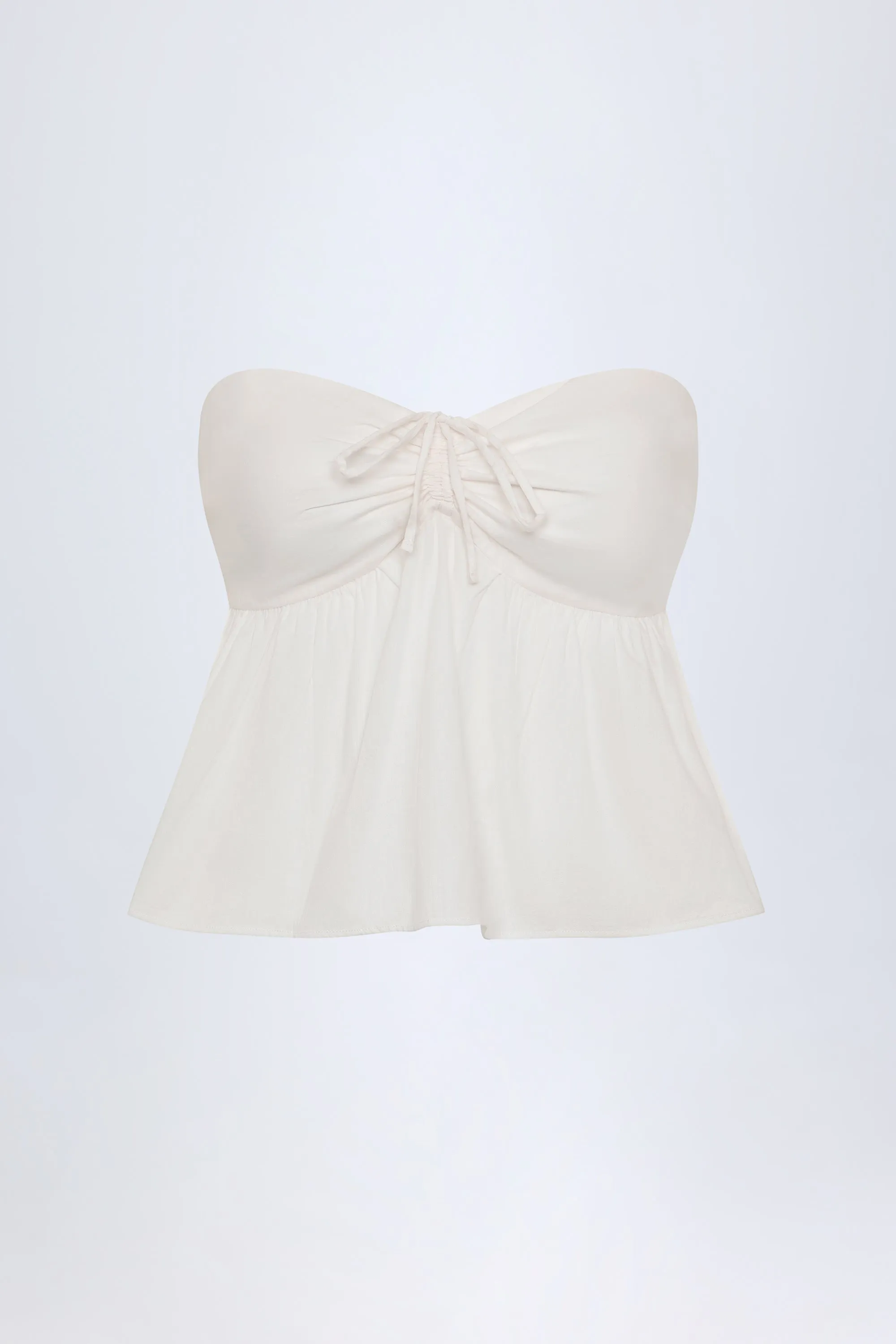 Tie-Front Strapless Cotton-Poplin Crop Top in White sold by Oh Polly product image thumbnail 3