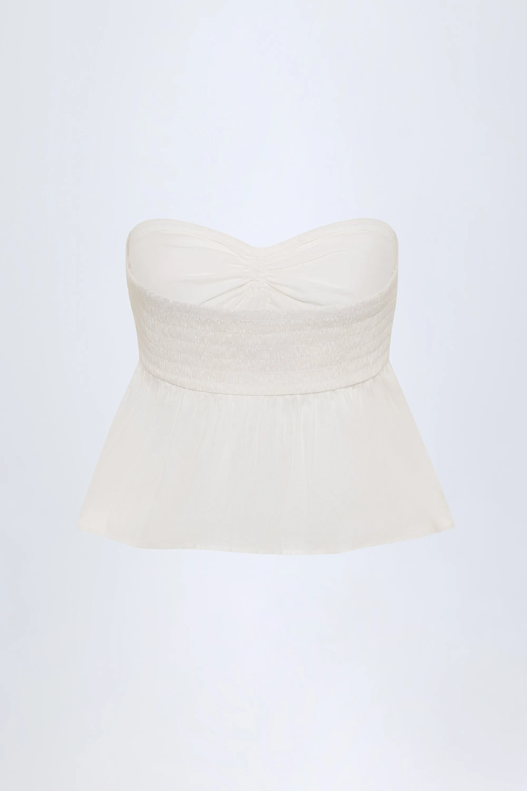 Tie-Front Strapless Cotton-Poplin Crop Top in White sold by Oh Polly product image thumbnail 4