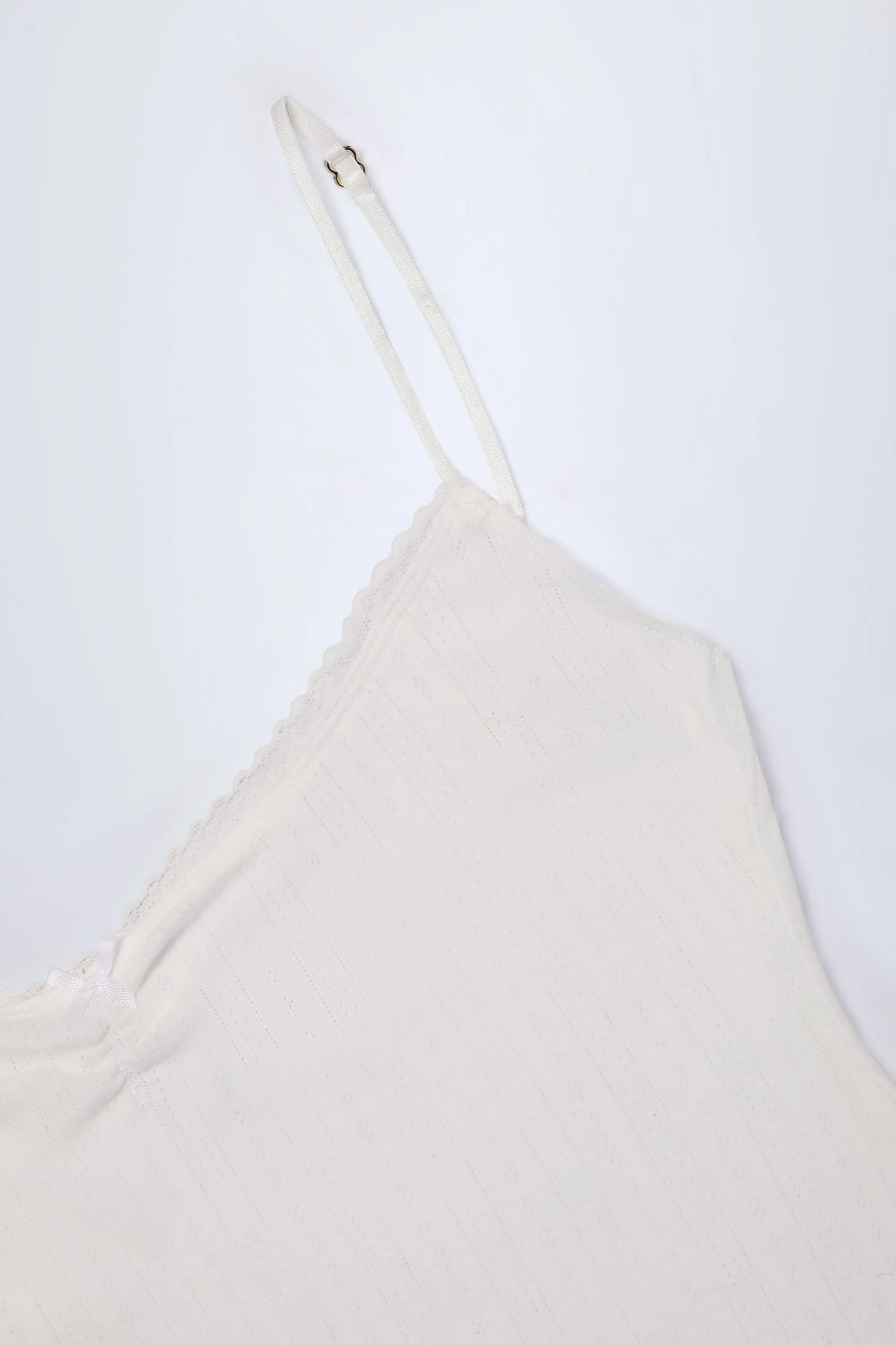 Pointelle Ruched A-Line Mini Dress in White sold by Oh Polly product image thumbnail 5