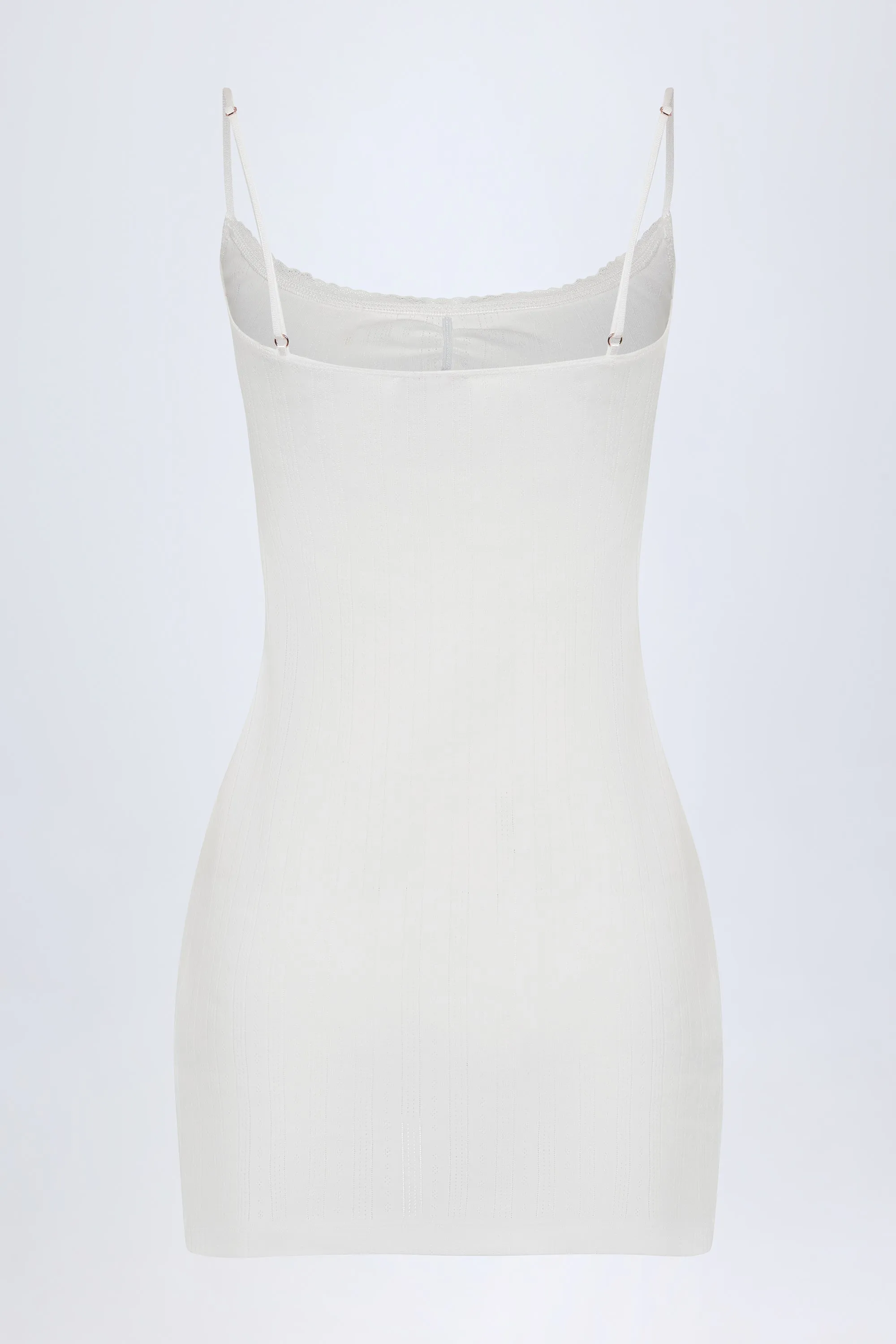 Pointelle Ruched A-Line Mini Dress in White sold by Oh Polly product image thumbnail 4