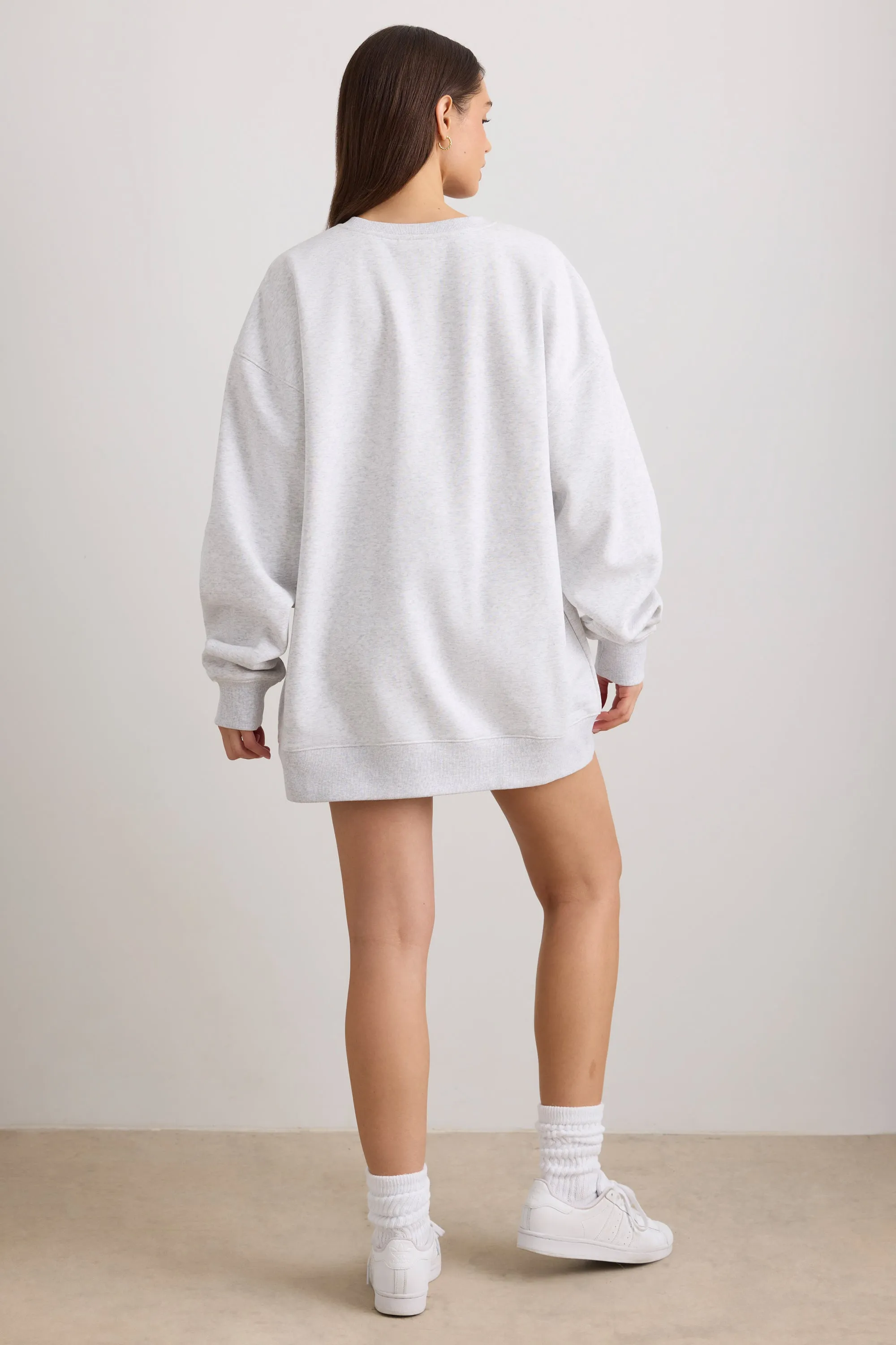 Oversized Crew Neck Sweatshirt in Grey Marl sold by Oh Polly product image thumbnail 2